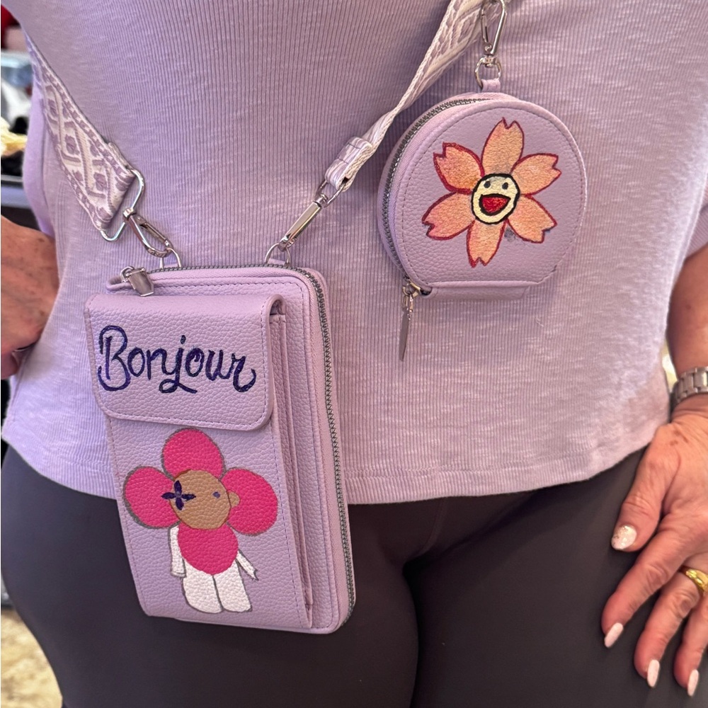 One-of-a-kind crossbody duo – bundle deals available! ✨ New & Hand-Painted ✨